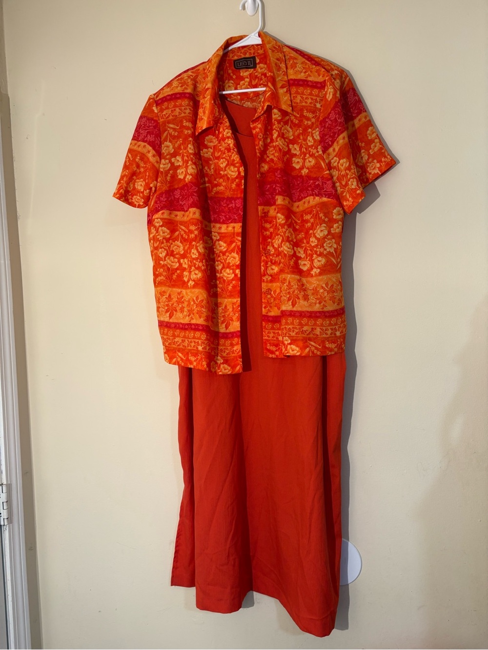 Vintage 90s Lively Orange Dress.Floral Two-Piece Set.Wear Single or with Jacket!